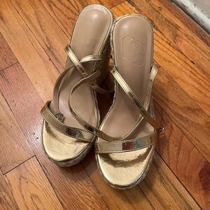 Gold Strappy Women's Sandals